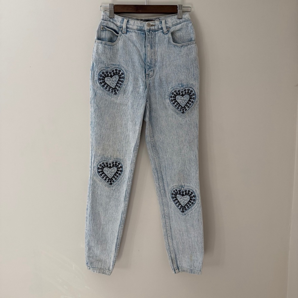 Daily Jeans Vintage Heart Patch Acid Wash Denim Pants 90s Women Modern Sz 2/4